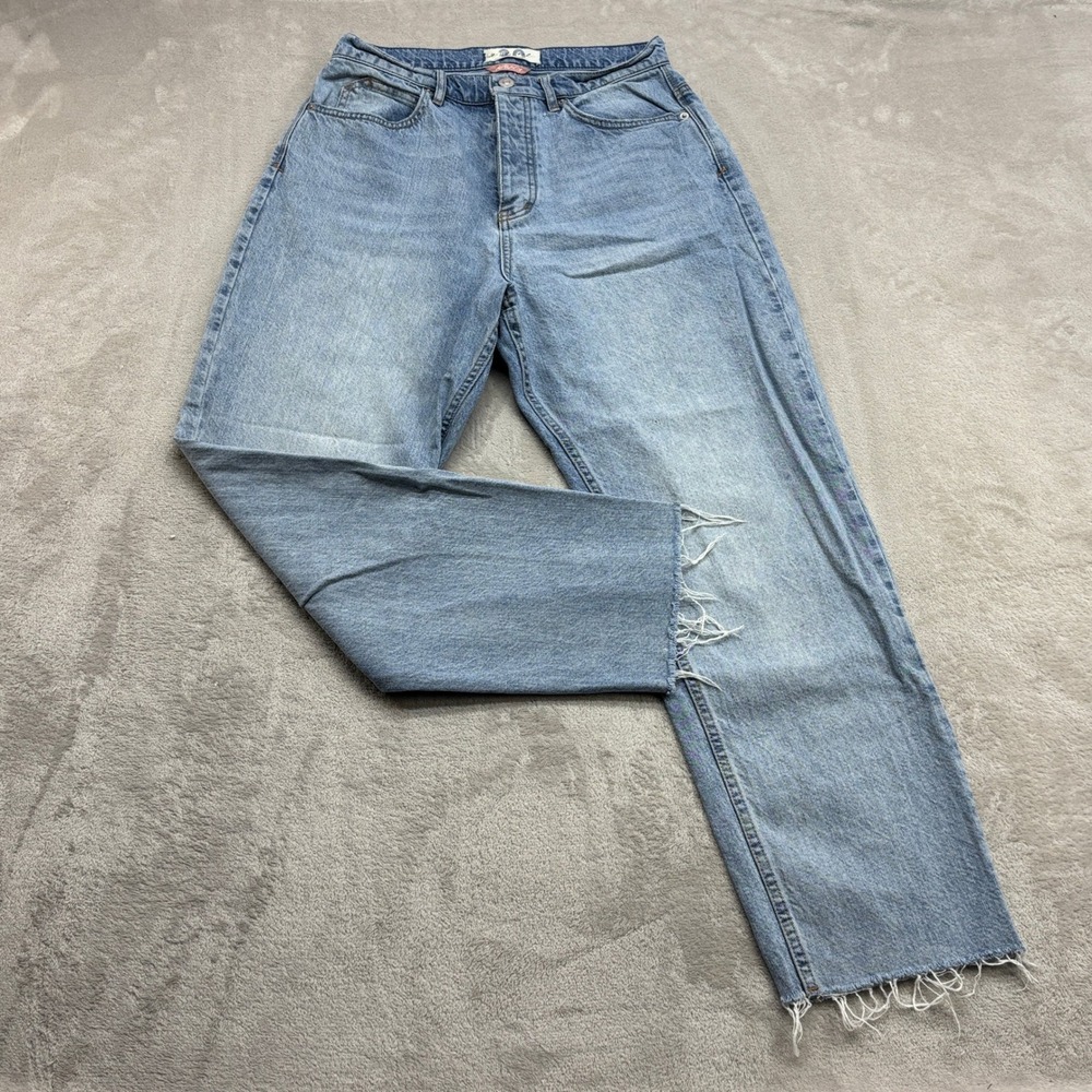We The Free Jeans Women 30 Blue CRVY High Rise Straight Leg Raw Hem Retro Boho